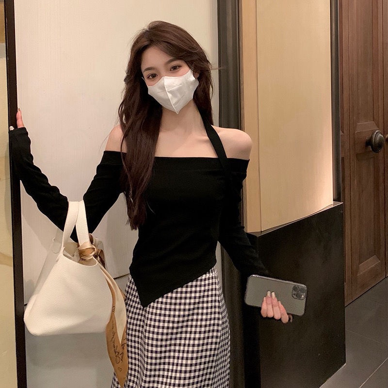 Happy-store  Áo Thun Trễ Vai Thiết Kế Quyến Rũ Thời Trang Dành Cho Nữ