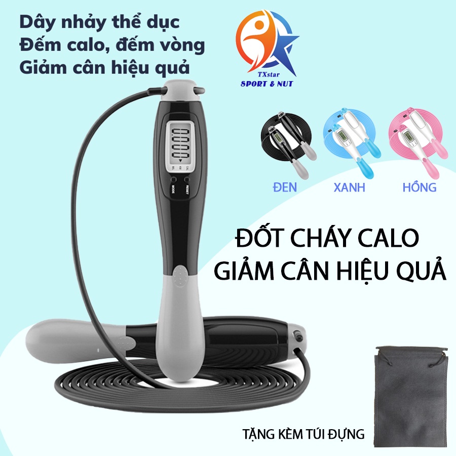 Dây nhảy đếm vòng lõi thép cao cấp đếm calo tập thể dục tại nhà giảm cân hiệu quả