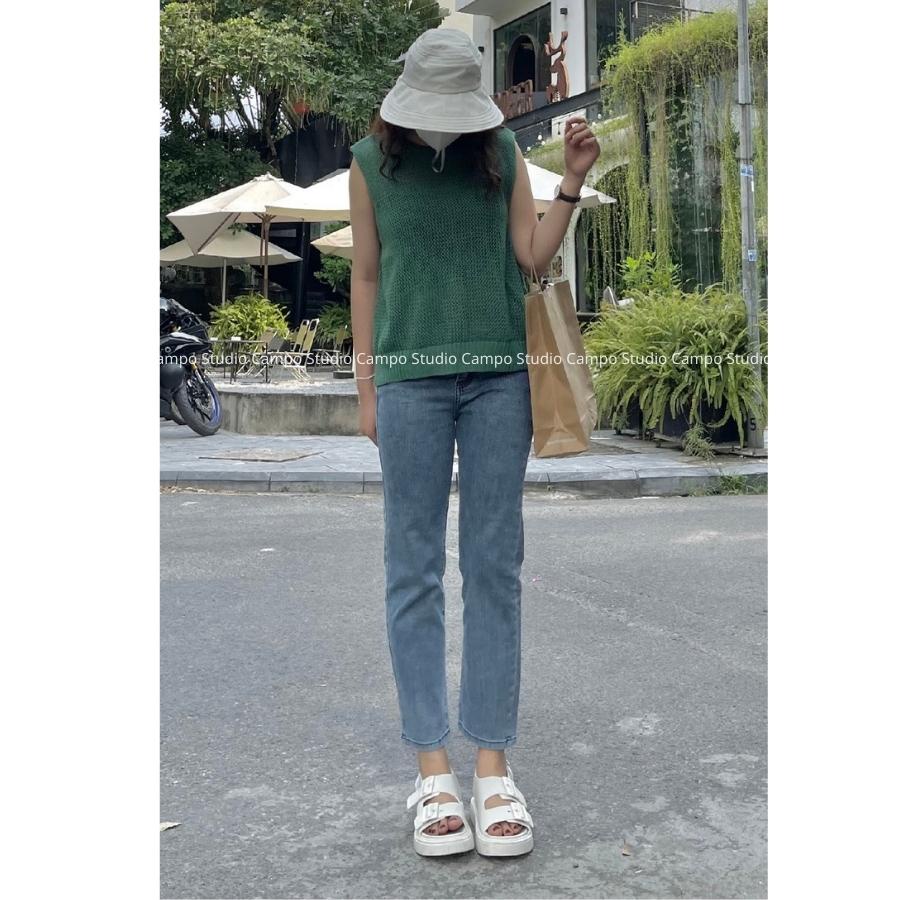 Quần jean nữ ống đứng Campo Quần bò nữ ống đứng Siêu nâng mông hiệu ứng buff dáng