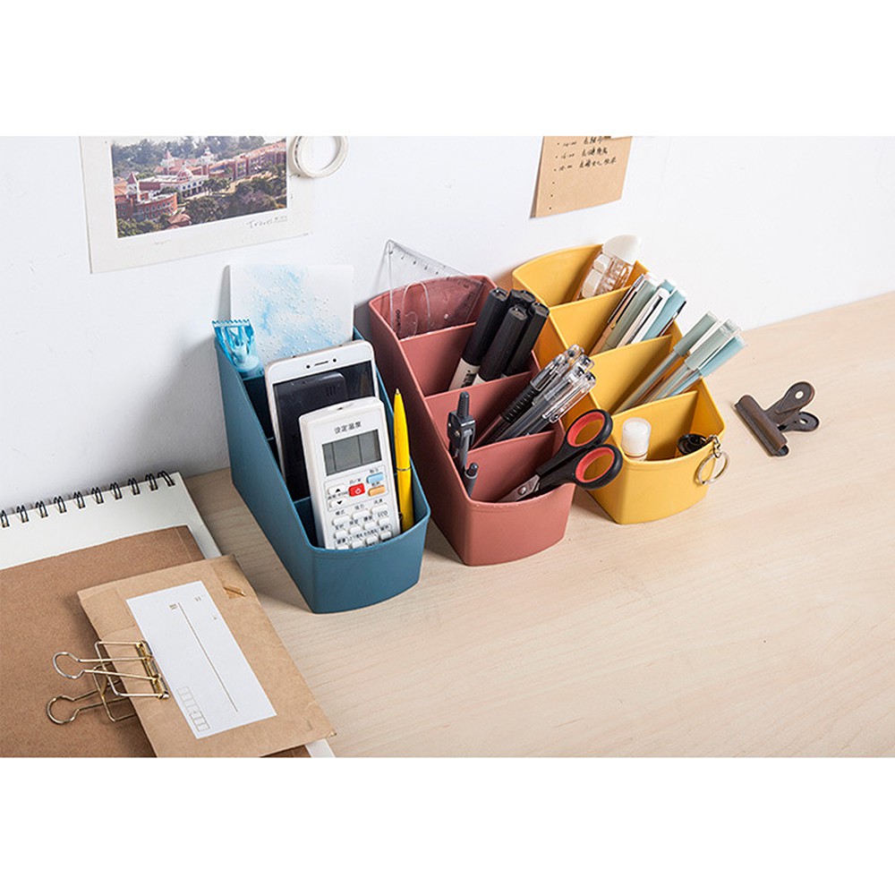 (Tặng Sticker) Khay Để Điều Khiển Decor Home Stay M6 - Để Đồ Để Bút Văn Phòng Phẩm 4 Ngăn