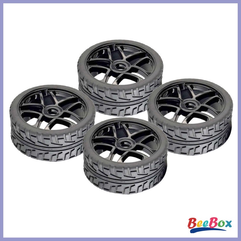 Set 4 Lốp Cao Su Cho Xe Hơi Điều Khiển Từ Xa 1 / 8