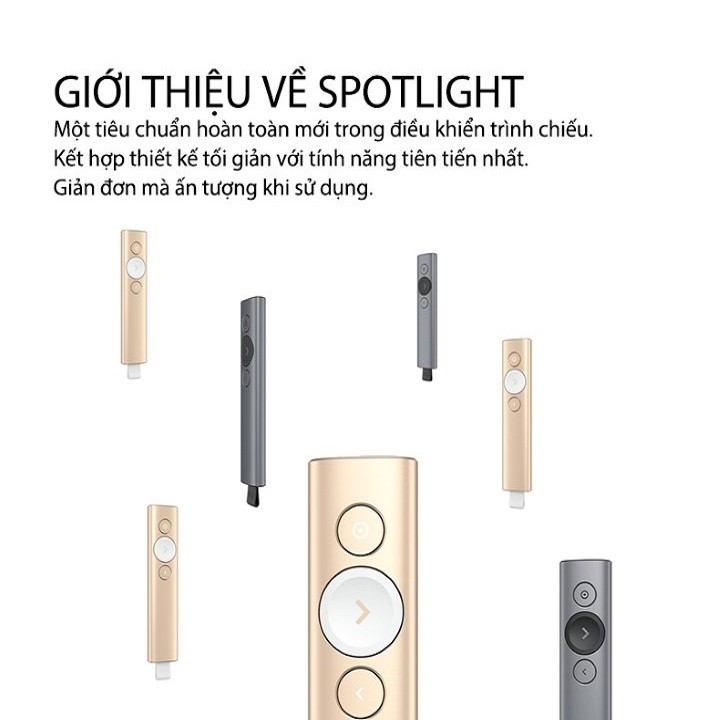 Bút Trình Chiếu Dùng Cho Máy Chiếu, Thuyết Trình Không Dây Chính Hãng Logitech Spotlight Presenter Wireless