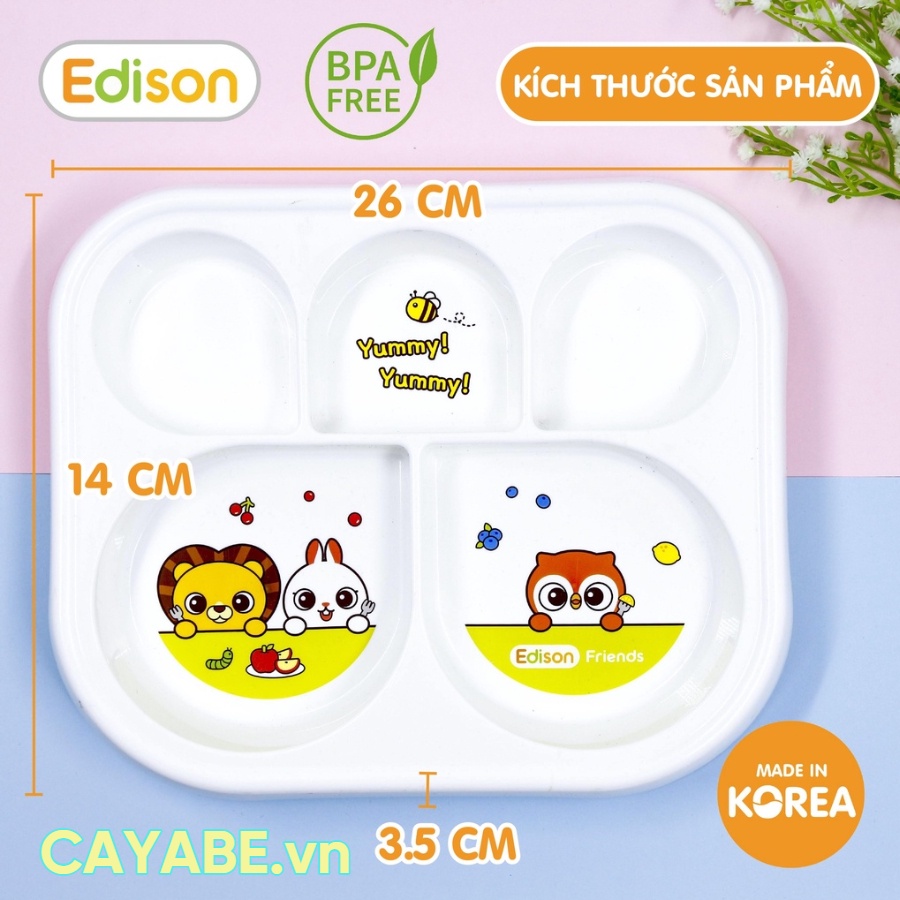 Set khay ăn dặm cho bé hoạt hình 5 món CAYABE đế chống đổ voi Dumbo, công chúa, tiên cá, chuột Mickey, cánh cụt