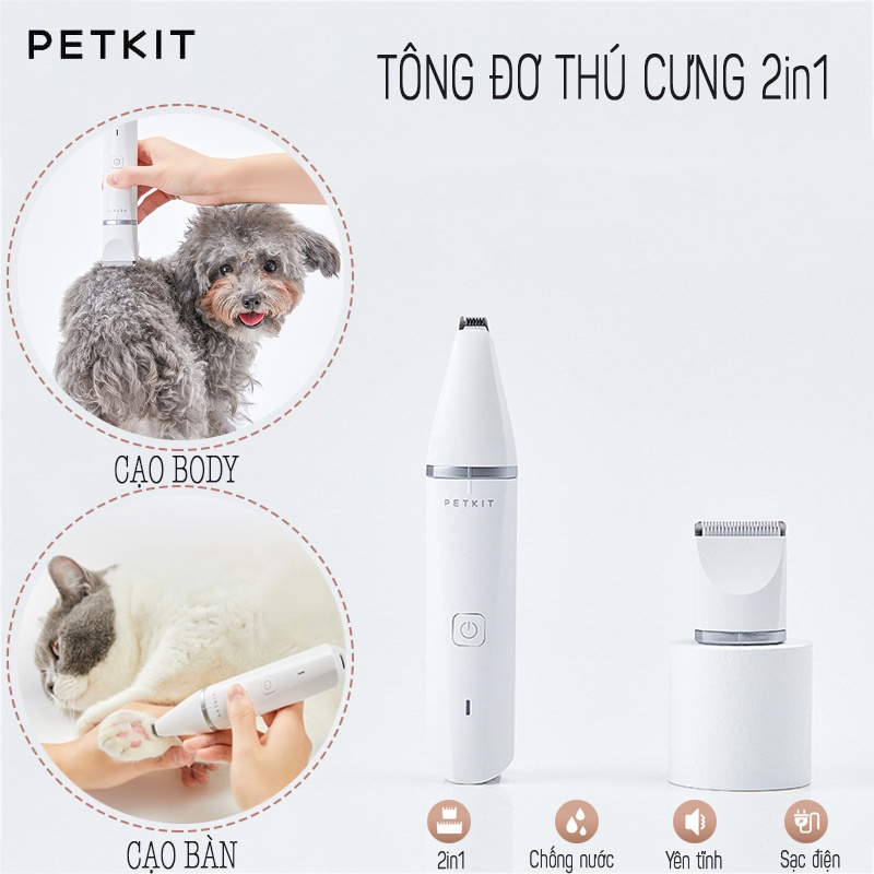 (PETKIT) Tông đơ cắt tỉa thú cưng 2in1 (Cắt cạo & Mài móng) - Grooming Store