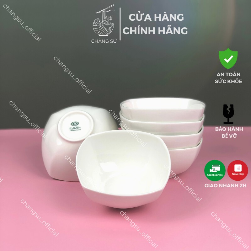 Bát vuông ăn cơm Hàn Quốc dễ thương - Bát sứ vuông đựng chè sữa chua kem hoa quả dầm