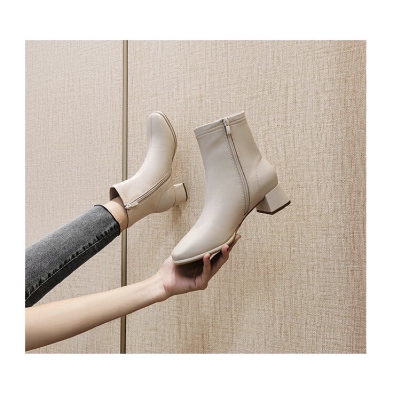 Boot nữ cổ thấp - boot ngắn cổ - boot Martin mũi vuông phiên bản Hàn Quốc - Giày ngắn cổ - Boots nữ đẹp. | BigBuy360 - bigbuy360.vn