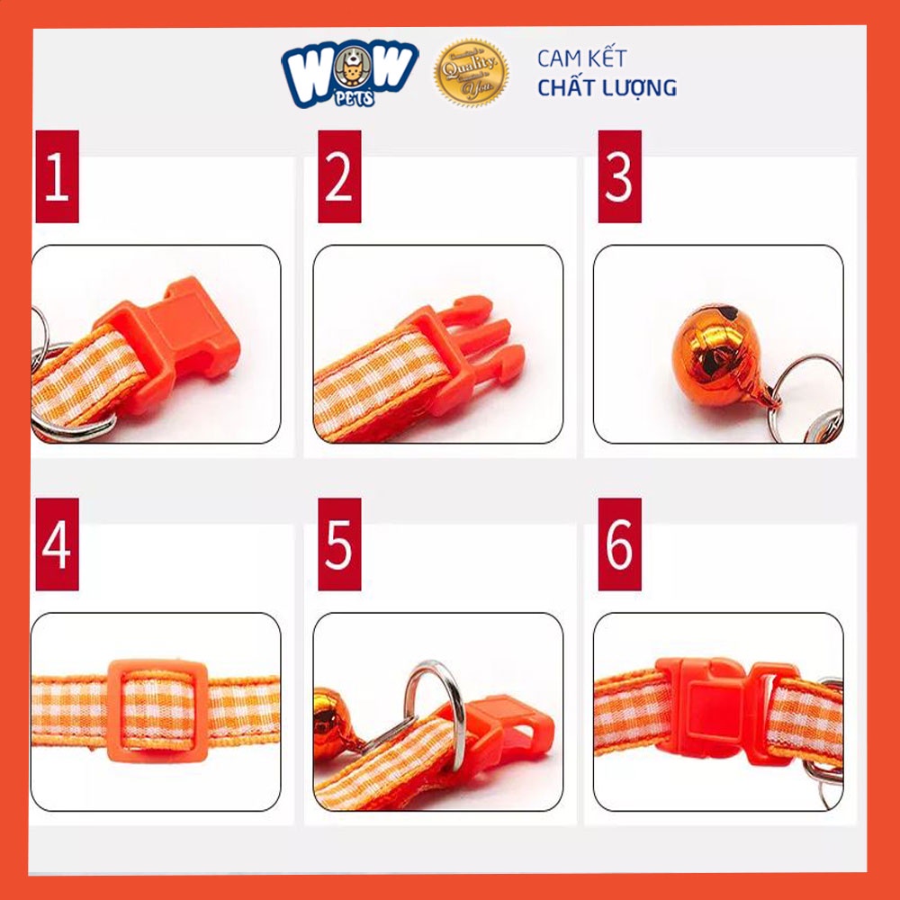 Vòng cổ sọc caro thú cưng nhiều màu Wowpets, Phụ kiện đeo cổ lục lạc chó mèo