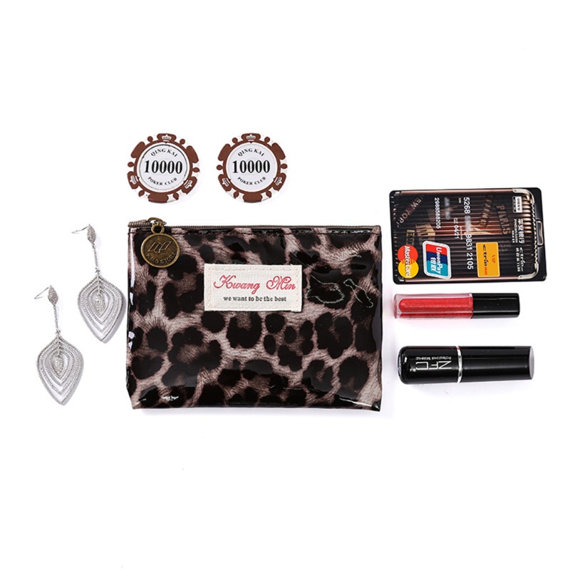 Túi Đựng Đồ Trang Điểm Đa Năng Họa Tiết Da Báo Dành Cho Nữ