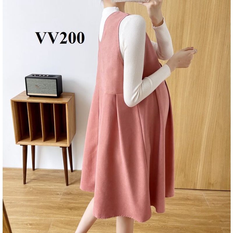 Set đầm bầu nhung gân  mẫu mới nhất hàng Quảng Châu-VV200