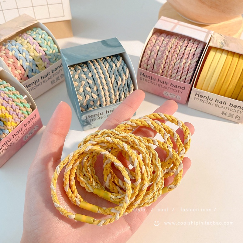 Set 10 Dây Thun Cột Tóc Co Giãn Nhiều Màu Cho Bé Gái