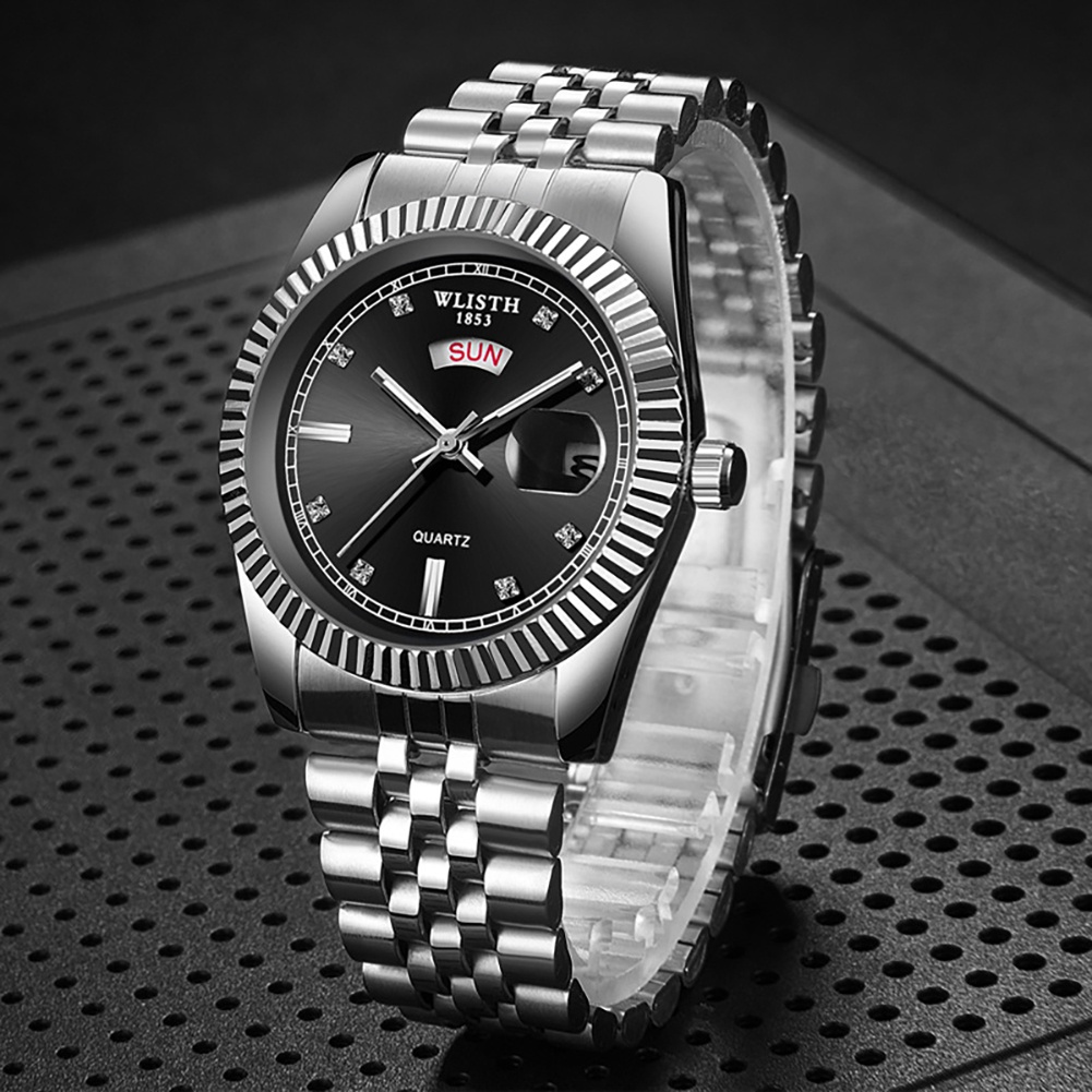 MACmk WLISTH Classic Man Quartz Movement Analog Display Steel Belt Business Wristwatch