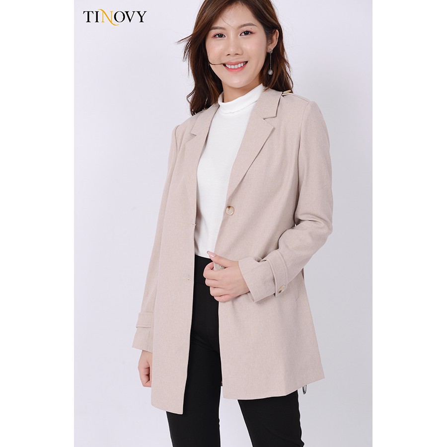 Áo Măng Tô Nữ TINOVY Dáng Lửng Cổ 2 Ve Có Đai Cao Cấp H0991