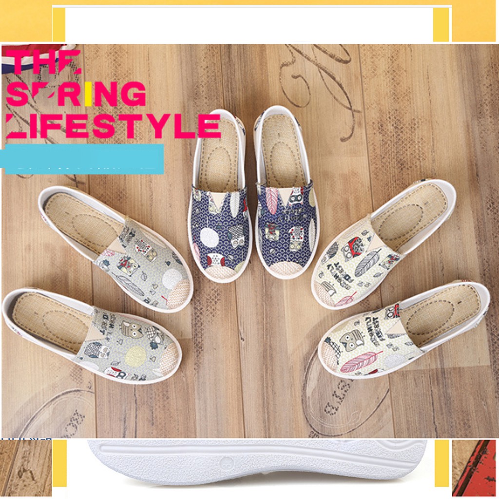 [XẢ HÀNG] Giày lười slip on nữ bọc cói vintage thời trang - G33