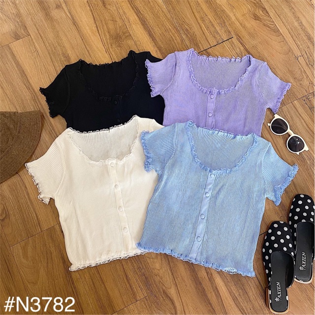 Áo Kiểu IMI CROPTOP full bảng màu chất vải thun gân dễ mix form chuẩn thiết kế phối ren độc lạ