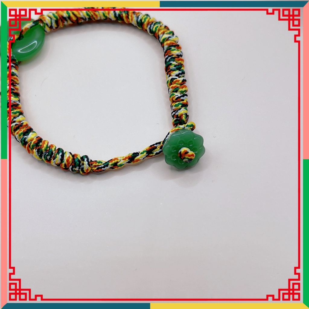Vòng may mắn chỉ ngũ sắc phối đồng điếu xanh kích thước 15cm/16cm/17cm/18cm