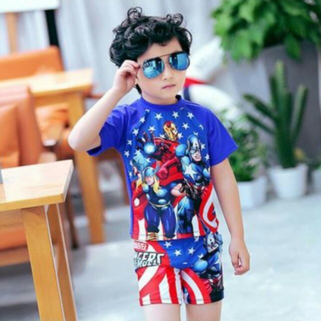 Đồ bơi bé trai, đồ bơi trẻ em Siêu Nhân Spiderman cho bé trai 2-10 tuổi chất thun co giãn thoải mái