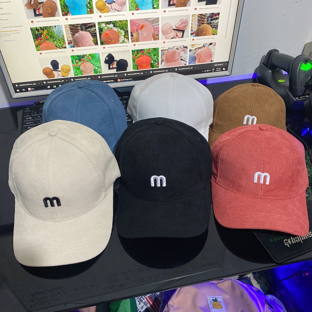 Mũ lưỡi trai ❤️ Nón kết thêu chữ M phong cách Ulzzang form unisex nam nữ 1992 Clothing