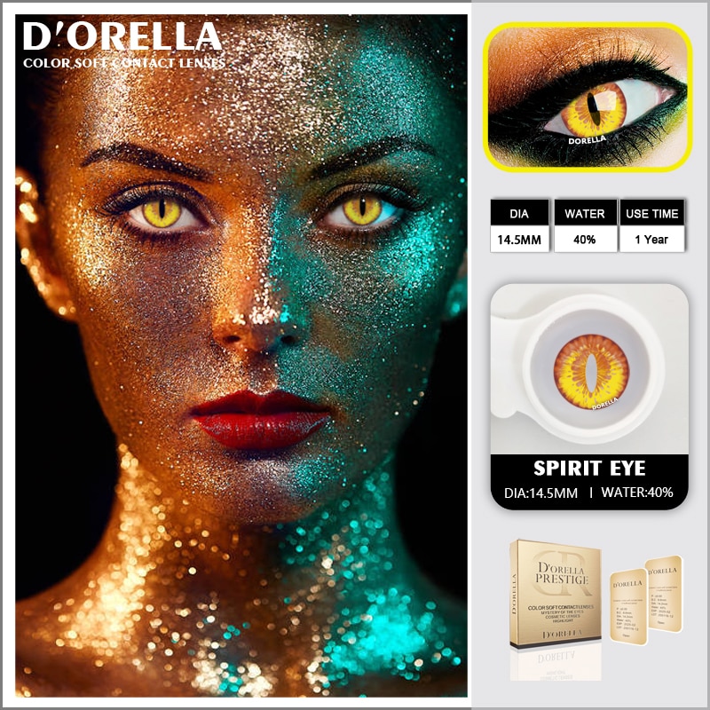 D'ORELLA 1 Cặp  CHẾT MẮT Cateye Cosplay Ống kính áp tròng đầy màu sắc Halloween Ống kính áp tròng Crazy Lens màu mắt Phụ kiện anime cho mắt Cosplay Ống kính tiếp xúc màu Yealy Ues
