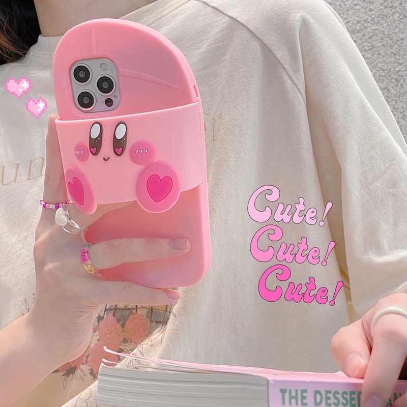 Ốp lưng iphone mềm dẻo mẫu chiếc dép kirby nàu hồng cute, baby nhẹ nhàng