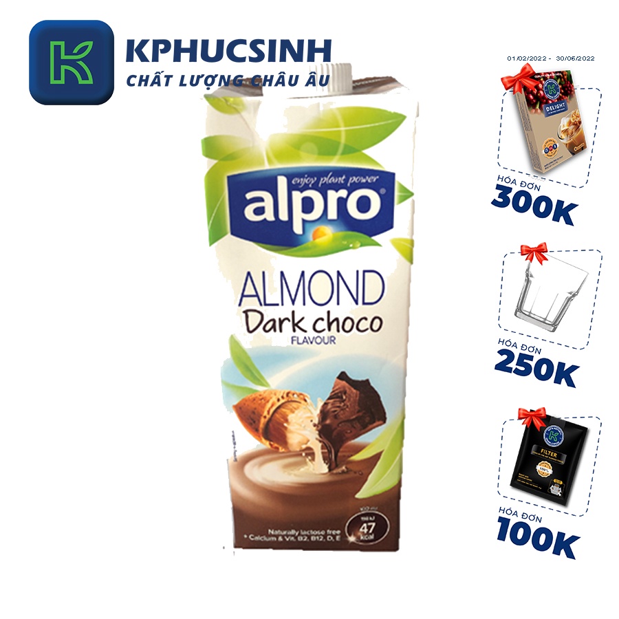 Sữa hạnh nhân hương socola đen thức uống dinh dưỡng hiệu Alpro 1l KPHUCSINH - Hàng Chính Hãng