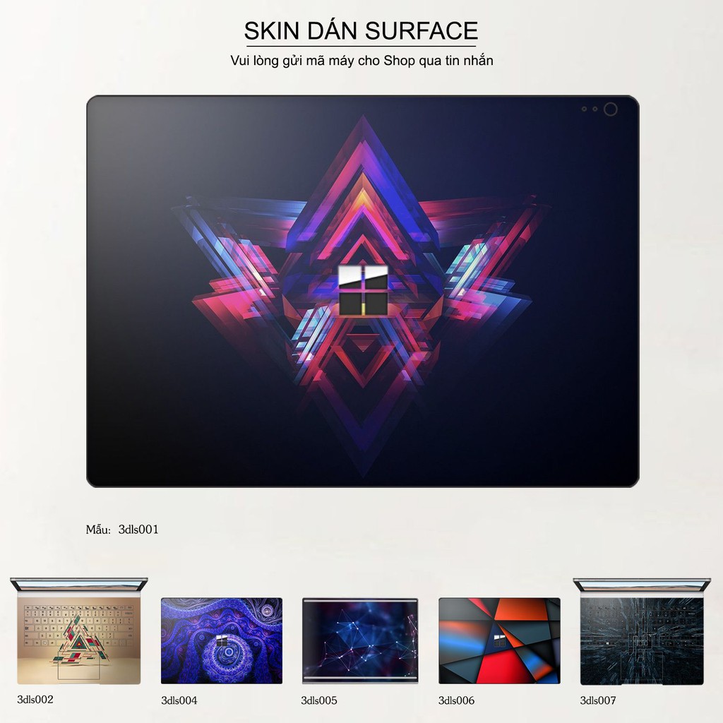 Skin dán Surface in hình 3D (inbox mã máy cho Shop)