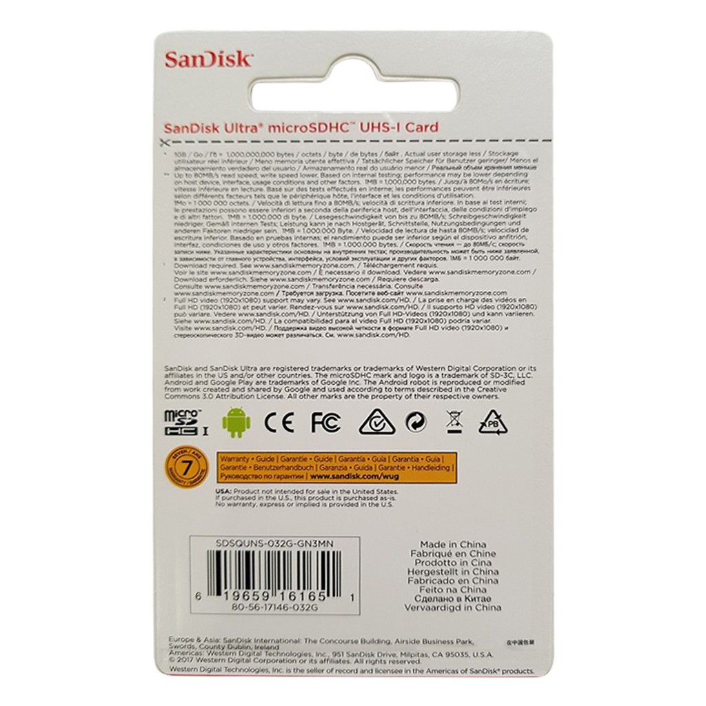 Thẻ Nhớ MicroSDHC SanDisk Ultra 64GB UHS-I - 80MB/s - Chính Hãng (BH 5 năm)