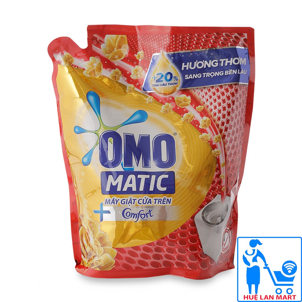 Nước Giặt OMO Matic Máy Giặt Cửa Trên Hương Comfort Tinh Dầu Thơm Túi 2kg (Hương thơm sang trọng bền lâu)