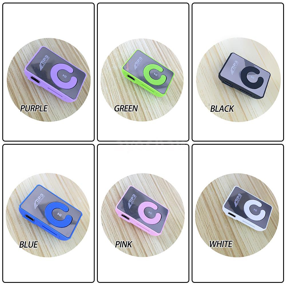Ayeshaw Mini Mirror Clip MP3 Player Portable Fashion Sport USB Digital Music Player Micro SD TF Card