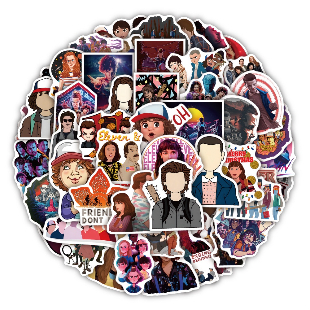 Bộ 10/50 Sticker Stranger Things Dán Trang Trí Laptop, Ván Trượt