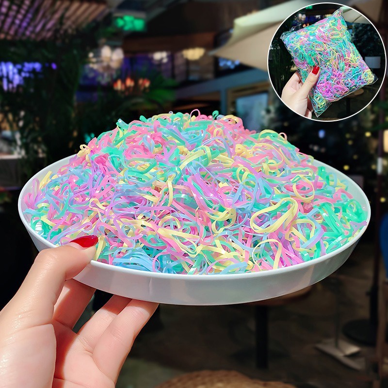 Set 1500 dây thun cột tóc co giãn nhiều màu sắc dùng 1 lần cho nữ