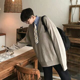 [ Order]  Áo len oversize cổ V ( kèm ảnh thật)