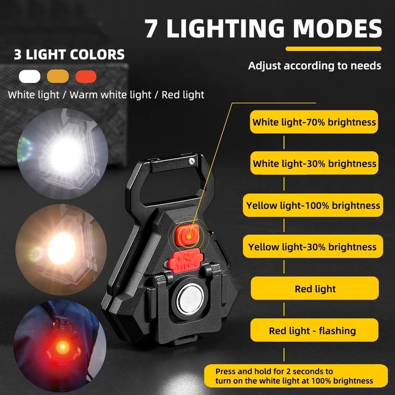 Đèn LED COB Mini Cầm Tay Từ Tính Tiện Dụng Cho Hoạt Động Cắm Trại Ngoài Trời