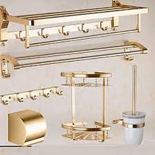 Bộ phụ kiện 6 món nhà tắm màu vàng, bộ phụ kiện 6 món màu vàng