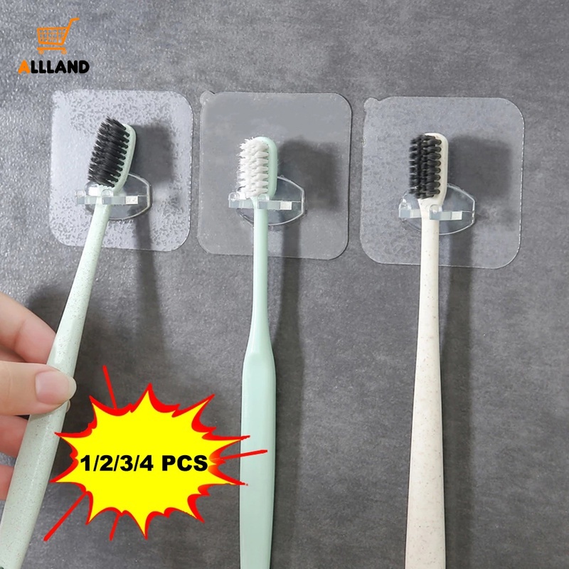 Set 1/2/3/4 Giá Đỡ Bàn Chải Đánh Răng Gắn Tường Trong Suốt Không Cần Đục Lỗ