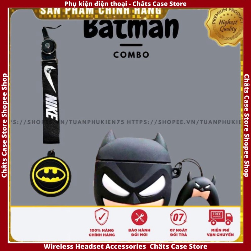 Case Ap 1/2 & Pro 🔥 Freeship 🔥 VỎ BỌC BẢO VỆ COMBO 4 MÓN BATMAN-BATMAN - Case Cho Tai Nghe Không Dây (Bluetooth)