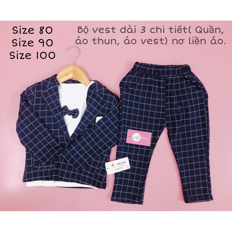 Set Vest Dài Màu Xanh