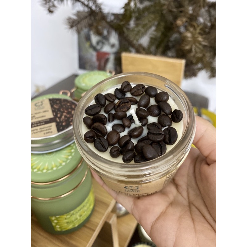 [SỈ INBOX] Nến thơm handmade 100% tinh dầu nguyên chất Lee's Home (Hương cafe). Quà tặng cao cấp. Handmade candle 100gr