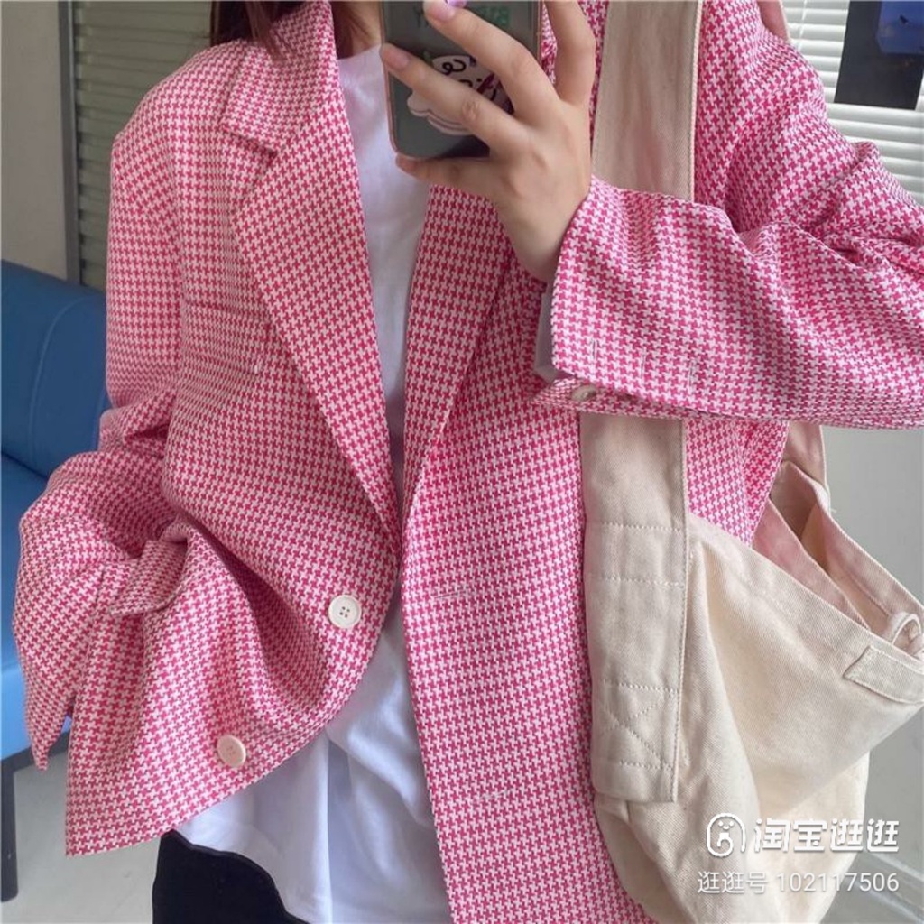 Ảnh thật 3 hình cuối-HC540.Áo blazer Tweed mùa xuân màu hồng sang chảnh | BigBuy360 - bigbuy360.vn