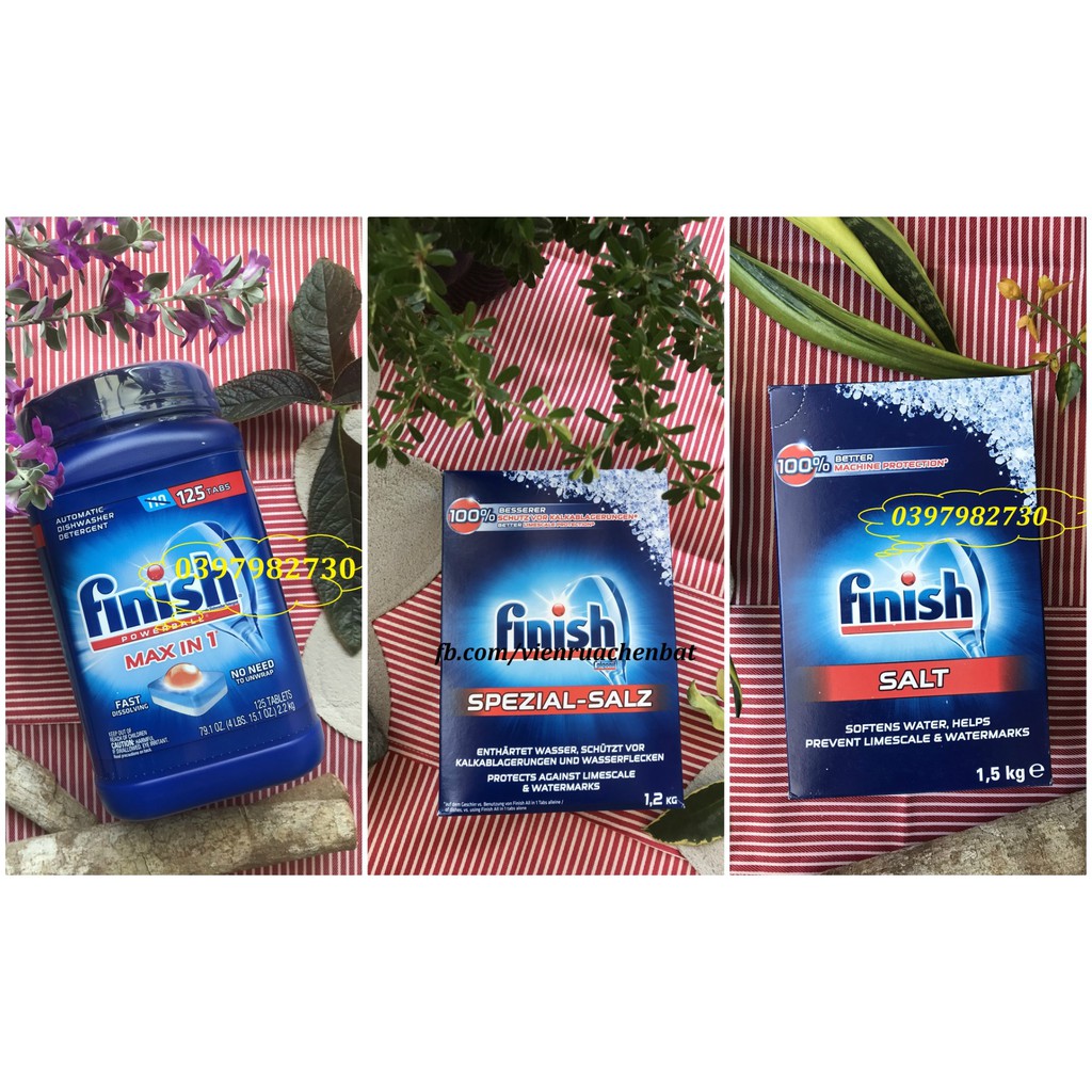 Combo Viên rửa chén bát + Muối làm mềm nước Finish