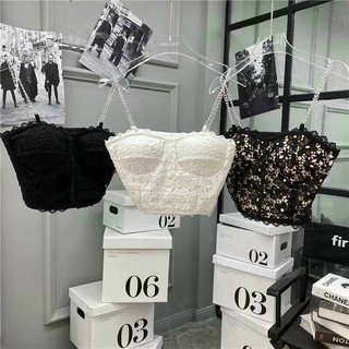 Áo Hai Dây Quai Xích Pha Ren Có Đệm Áo Dây Xích Ren Nữ Ôm Body Quyến Rũ Hot Trend