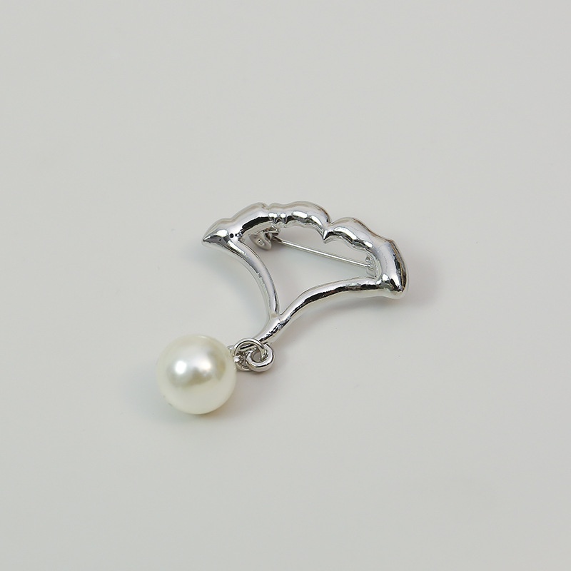 Ghim cài áo hình học bằng kim loại đính ngọc trai sáng tạo phong cách Hàn Quốc cho nam và nữ