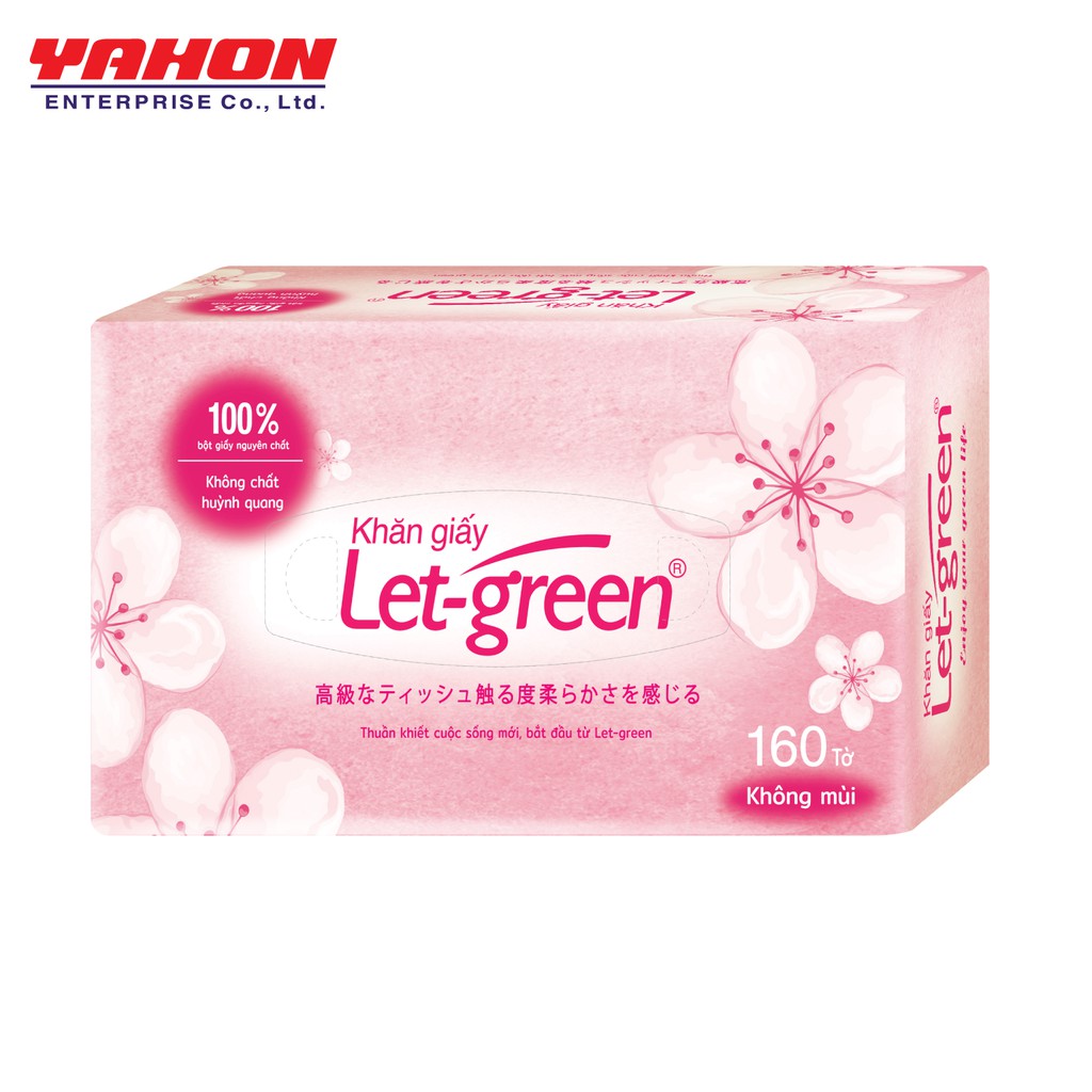 Bộ 5 Khăn giấy hộp Let-green 160 tờ không mùi