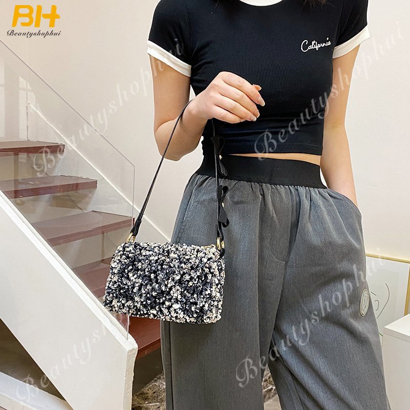 Túi Xách Đeo Vai / Kẹp Nách Đính Kim Sa Nhiều Màu Mới 2022 Cho Nữ