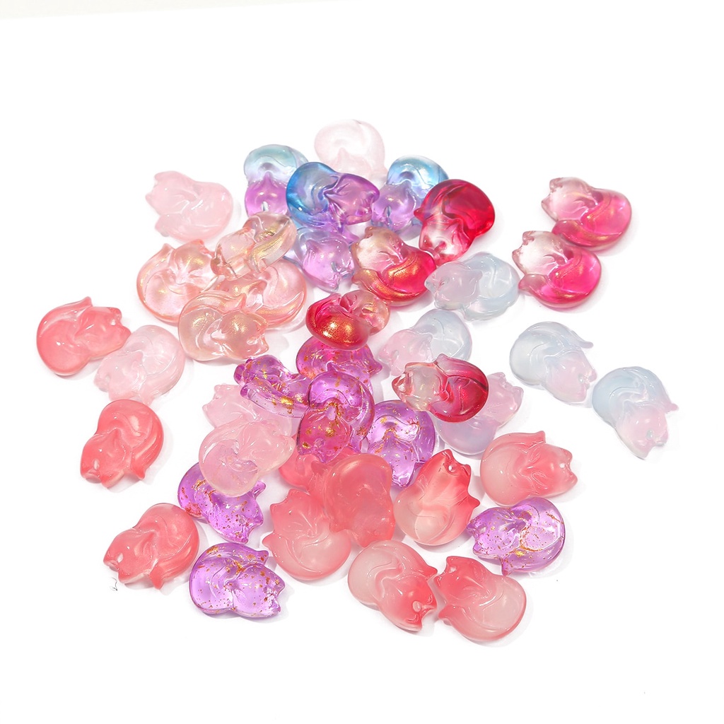 Set 10 hạt thủy tinh 18x14mm nhiều màu hình cáo dùng làm trang sức thủ công