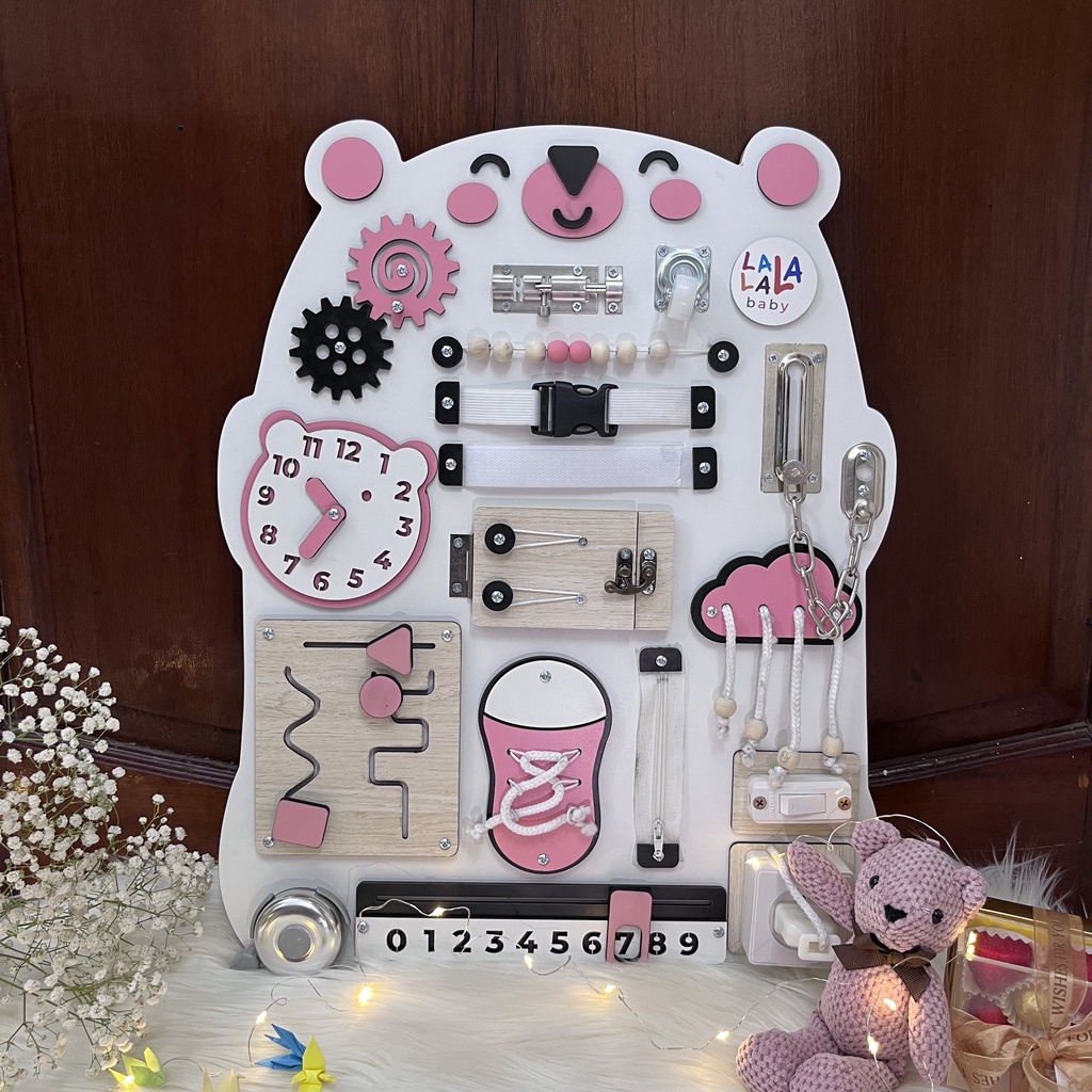 Busy board - Bảng bận rộn rèn luyện vận động chính hãng Lalala baby, Gỗ cao cấp, chắc chắn.