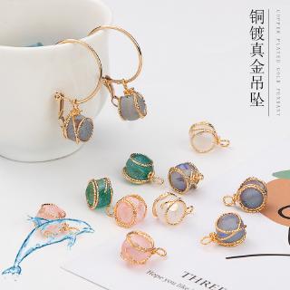 Trang sức thủ công DIY Phụ kiện vật liệu làm bằng tay Mạ vàng thật Mờ Hạt đầy màu sắc Mặt dây chuyền Hạt rời Bông tai tự chế Kẹp tai Mặt dây chuyền Mặt dây chuyền Vật liệu Một phần