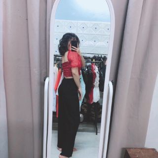 Áo croptop phối voan kiến