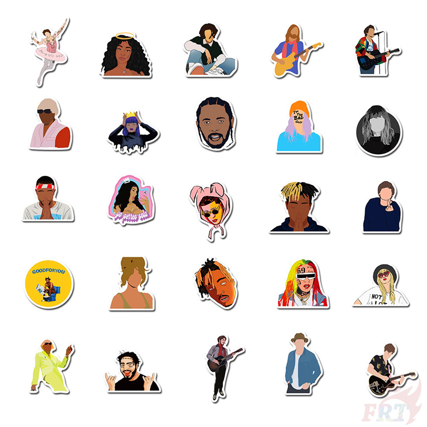 Bộ 100 Miếng Dán Chống Thấm Nước Hình Ca Sĩ Nhạc Rock