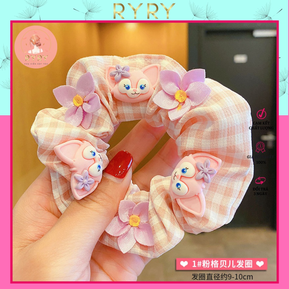 Dây Cột Tóc Màu Hồng Hoạt Hình Siêu Đáng Yêu Xinh Xắn Cho Bé Gái