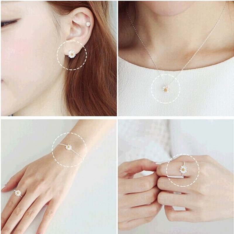 Trang Sức Vòng Đeo Tay/Nhẫn/Vòng Tay Mặt Hoa Cúc Nhỏ Đơn Giản Thời Trang Hàn Quốc Cho Nữ
